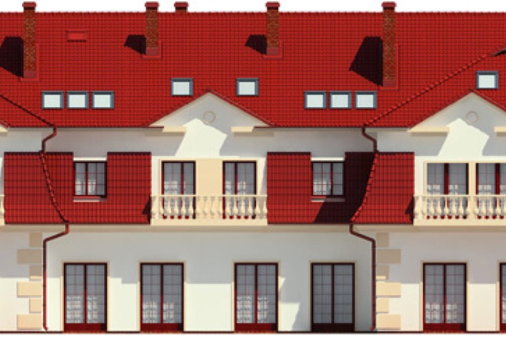 Projekt hotelu K-21, budynek piętrowy z poddaszem użytkowym, bez podpiwniczenia - elewacja prawa