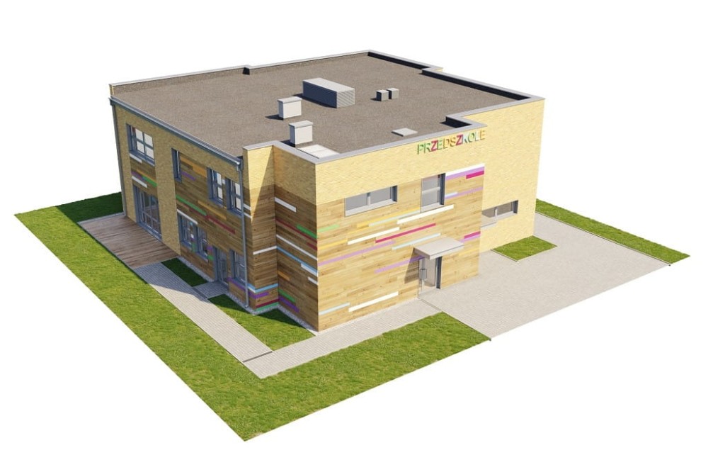 Projekt przedszkola K-115, piętrowy, bez podpiwniczenia i garażu - model