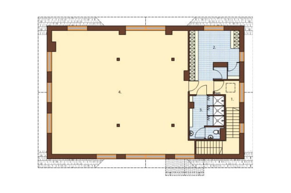 Projekt centrum odnowy K-27, parterowy z poddaszem użytkowym, niepodpiwniczony, bez garażu - rzut poddasza