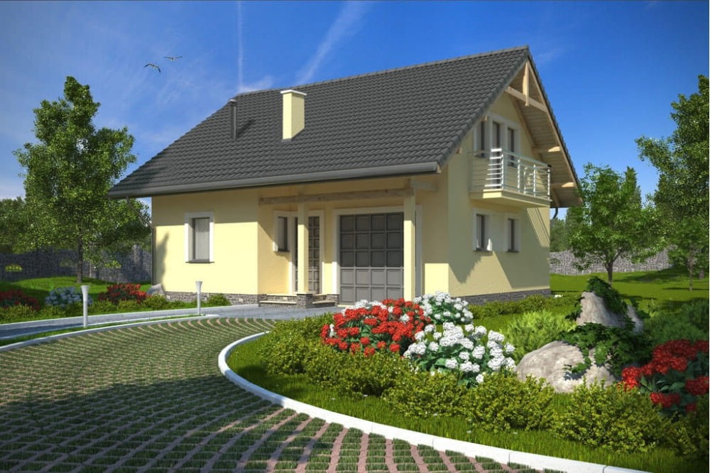 Projekt domu Jarosławice L-6197, parterowy z poddaszem mieszkalnym, z garażem - kolorystyka wersja 3