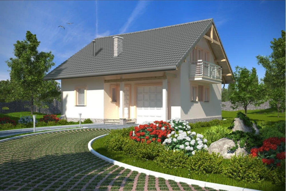 Projekt domu Jarosławice L-6197, parterowy z poddaszem mieszkalnym, z garażem - kolorystyka wersja 4