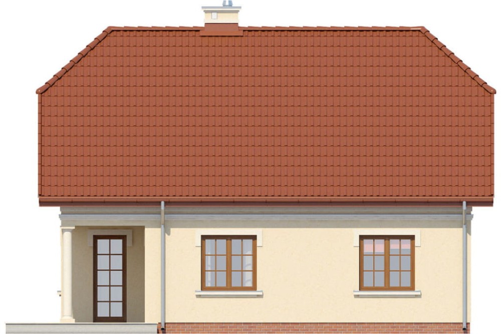 Projekt domu Trzemeszno DM-6214,  parterowy z poddaszem mieszkalnym, częściowo podpiwniczony - elewacja ogrodowa