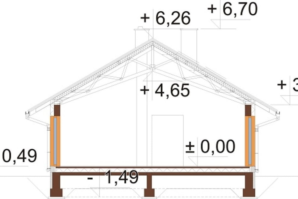 Projekt domu DM-6779 - przekrój A-A