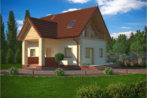 Projekt domu Olcza DM-5570, parterowy z poddaszem mieszkalnym, bez podpiwniczenia - kolorystyka wersja 2