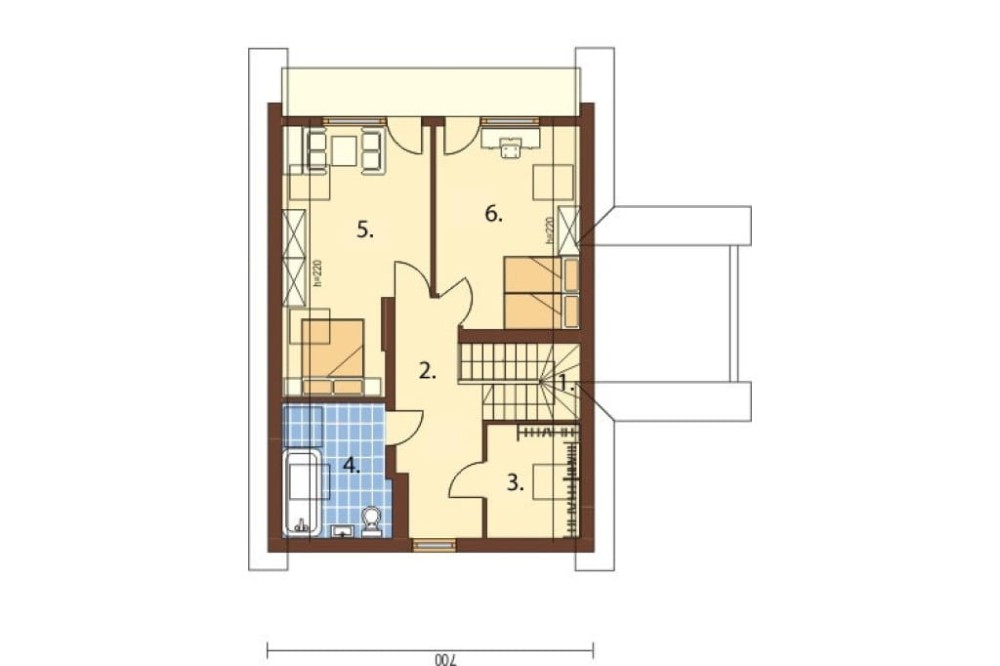 Projekt domu Olcza DM-5570, parterowy z poddaszem mieszkalnym, bez podpiwniczenia - rzut poddasza
