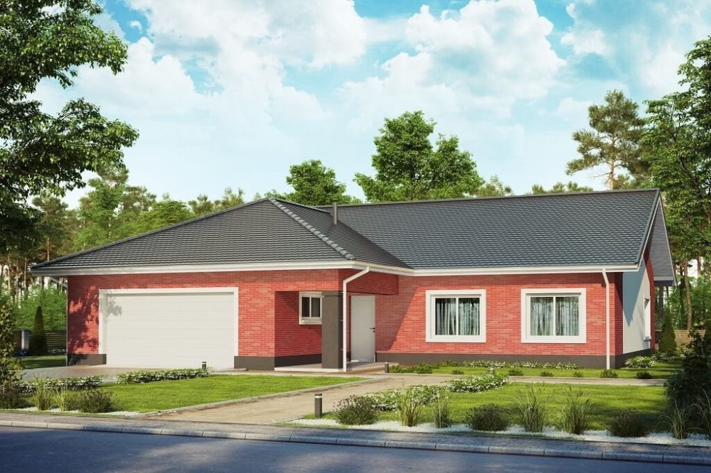 Projekt domu Miluszyk 2 L-6641, parterowy z garażem dwustanowiskowym - kolorystyka wersja 4
