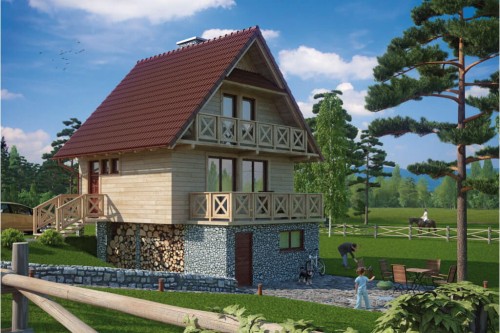 Projekt domu Przeborowo 2 L-6082, parterowy z poddaszem użytkowym i częściowym podpiwniczeniem, bez garażu-kolorystyka wersja 1