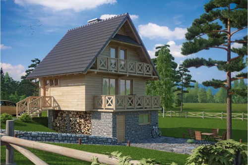 Projekt domu Przeborowo 2 L-6082, parterowy z poddaszem użytkowym i częściowym podpiwniczeniem, bez garażu-kolorystyka wersja 2