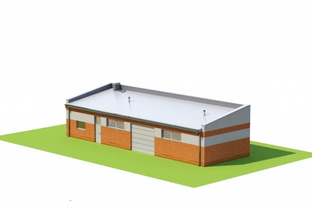 Projekt budynku magazynowo - gospodarczego ZG-98, parterowy, niepodpiwniczony - model