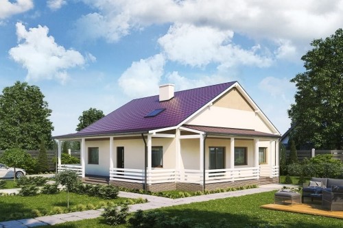 Projekt domu Azalinek 2 L-6617, parterowy, jednorodzinny dwulokalowy, tradycyjny, bez garażu, bez podpiwniczenia - kolorystyka wersja 2
