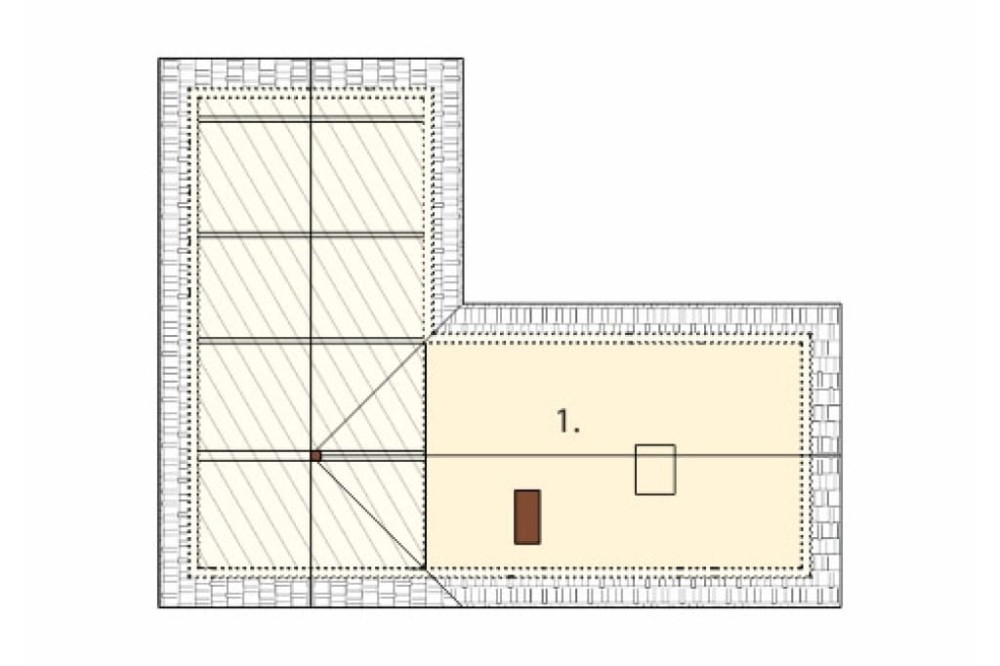 Projekt szopy, kurnika LZG-62, parterowy ze strychem, częściowo podpiwniczony - rzut strychu