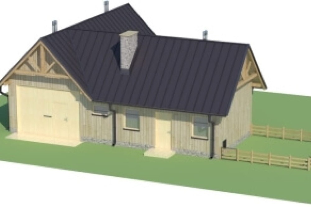 Projekt szopy, kurnika LZG-62, parterowy ze strychem, częściowo podpiwniczony - model