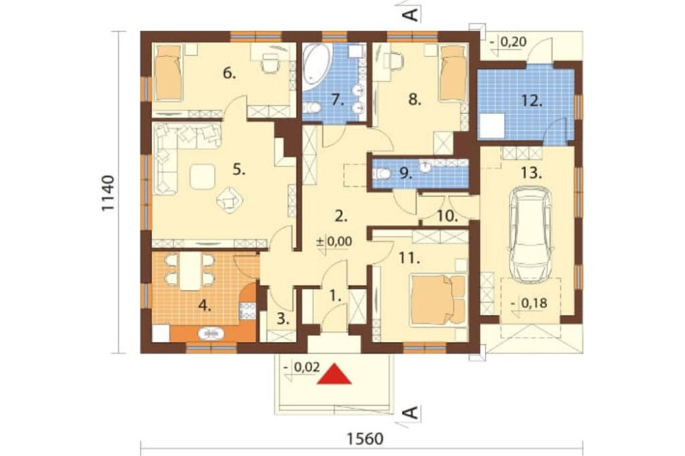 Projekt domu Radostowo N DM-6503 N, parterowy, bez podpiwniczenia, z garażem jednostanowiskowym - rzut parteru
