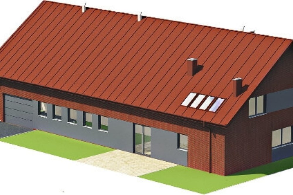 Projekt hali magazynowo-produkcyjnej K-103, budynek parterowy z antresolą, bez podpiwniczenia - model