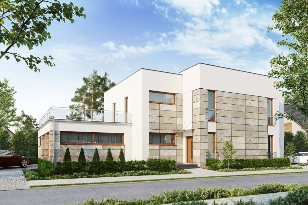 Projekt domu Laria DM-6680, piętrowy, niepodpiwniczony z garażem dwustanowiskowym - kolorystyka wersja 3
