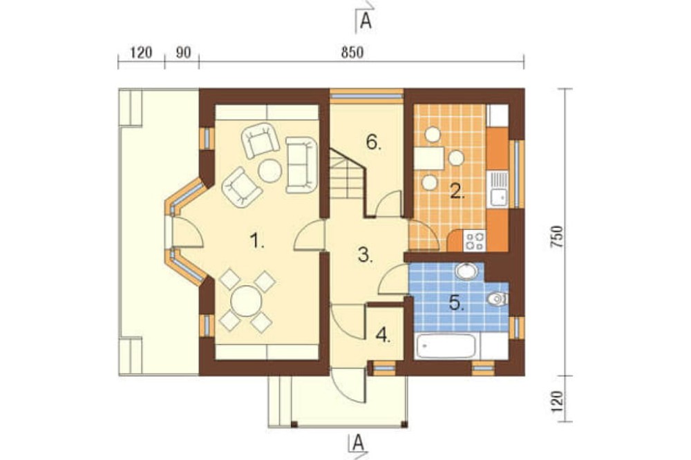 Projekt domu Przesieki L-6122, parterowy z poddaszem użytkowym, jednorodzinny, tradycyjny, bez podpiwniczenia i bez garażu  - rzut parteru