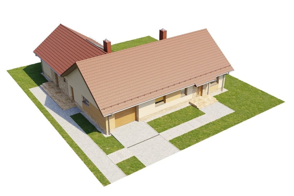 Projekt domu Polanio DM-6759, parterowy, dwulokalowy, z garażem jednostanowiskowym, bez podpiwniczenia - model