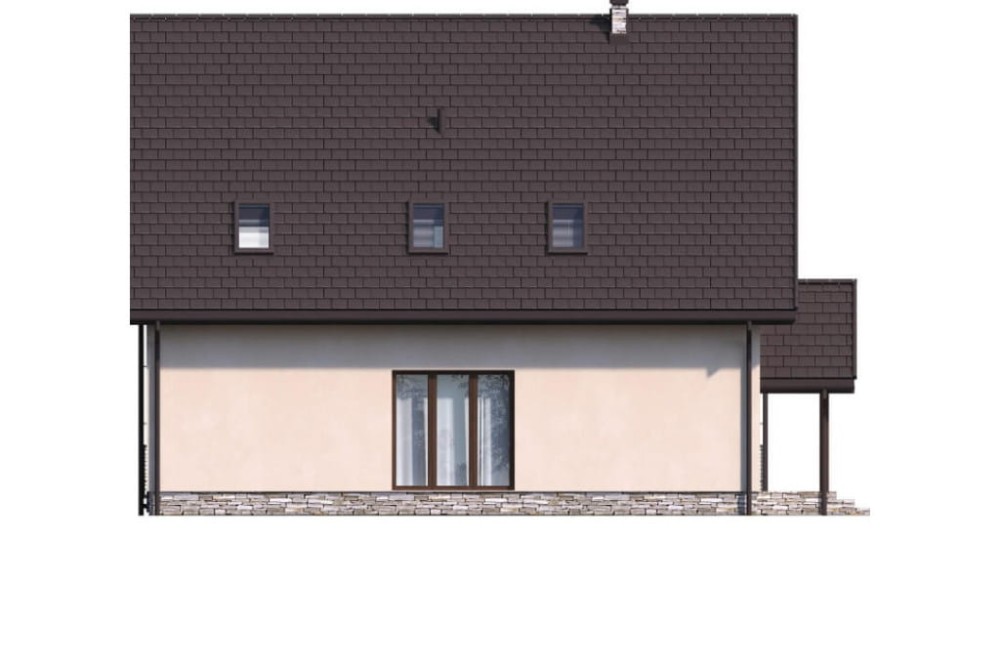 Projekt domu Cyniów DM-6547, parterowy z poddaszem mieszkalnym, częściowo podpiwniczony, z garażem - elewacja lewa
