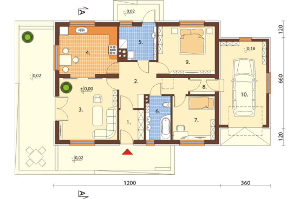 Projekt domu Wołowiec N DM-6498 N, parterowy z garażem, bez podpiwniczenia - rzut parteru