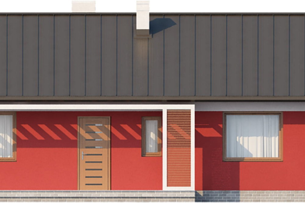 Projekt domu Wołowiec N DM-6498 N, parterowy, bez podpiwniczenia - elewacja frontowa