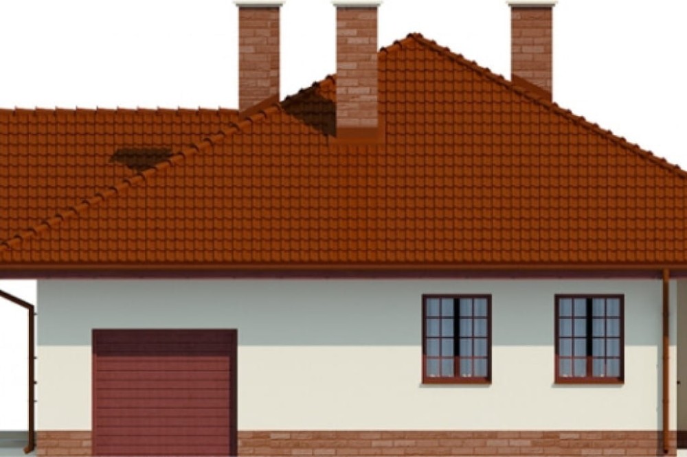 Projekt domu Ełk DM-6471, parterowy, jednorodzinny, dworkowy, z garażem -elewacja prawa