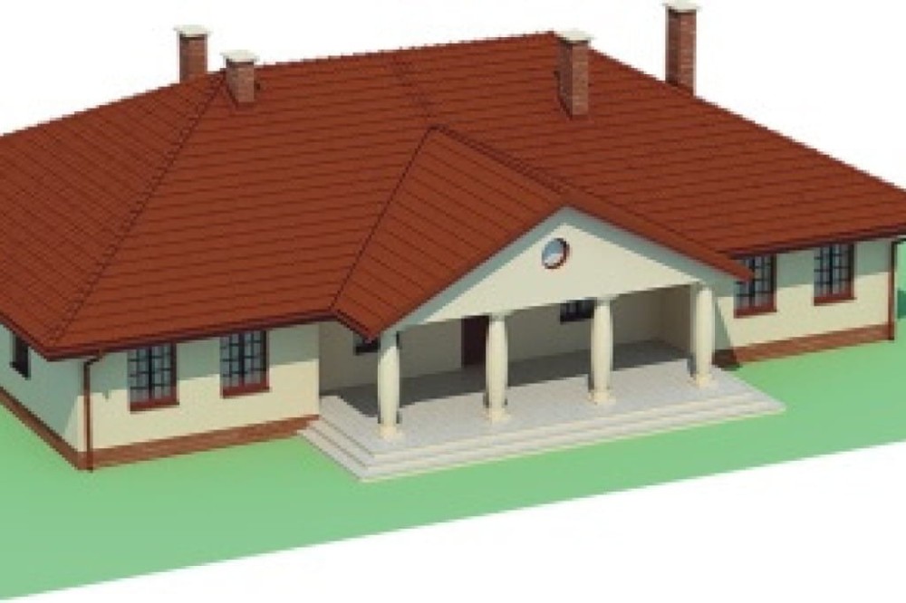 Projekt domu Ełk DM-6471, parterowy, jednorodzinny, dworkowy, z garażem -model