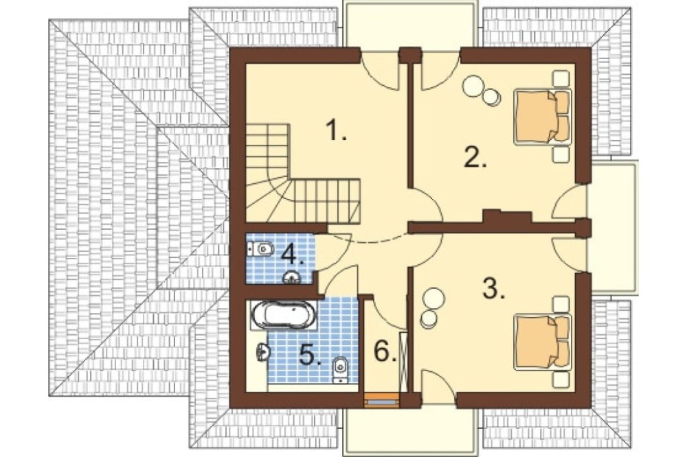 Projekt domu Przegorzały DM-6333, parterowy z poddaszem mieszkalnym, z garażem, bez podpiwniczenia - rzut poddasza