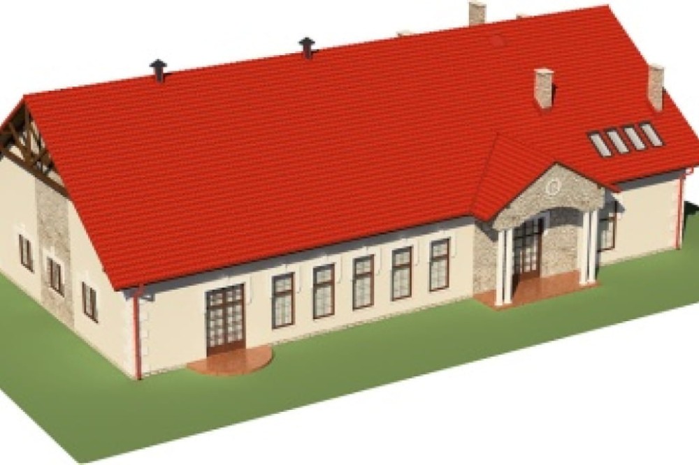 Projekt restauracji K-24 B, parterowy z antresolą, niepodpiwniczony, bez garażu - model