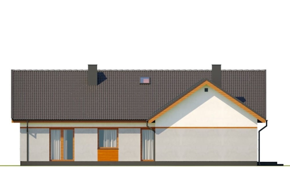 Projekt domu Polanio B DM-6759 B, dwulokalowy, parterowy, niepodpiwniczony, bez garażu - elewacja ogrodowa