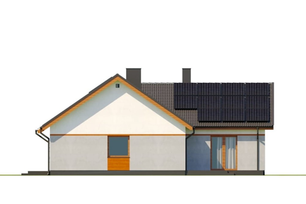 Projekt domu Polanio B DM-6759 B, dwulokalowy, parterowy, niepodpiwniczony, bez garażu - elewacja prawa