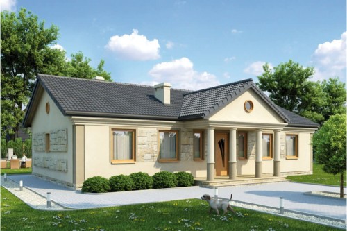 Projekt domu Łącko 2 L-6291, parterowy, bez garażu, bez podpiwniczenia - kolorystyka wersja 2