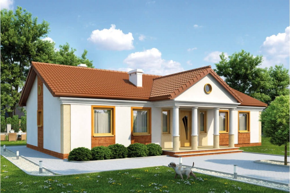 Projekt domu Łącko 2 L-6291, parterowy, bez garażu, bez podpiwniczenia - kolorystyka wersja 4