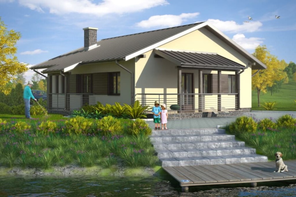 Projekt domu Skolin L-6101, parterowy, bez podpiwniczenia - kolorystyka wersja 2