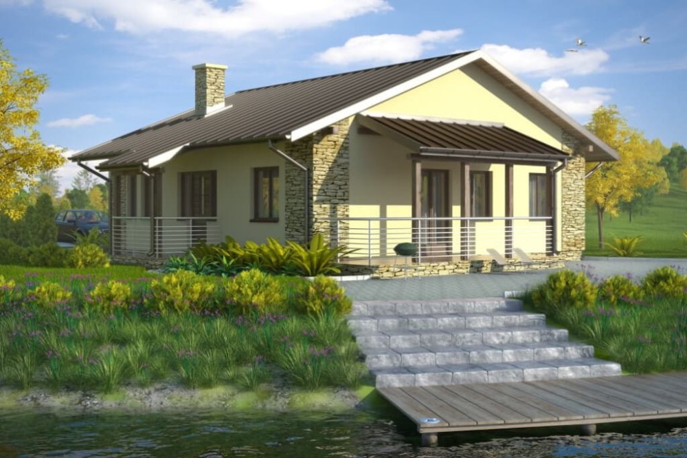 Projekt domu Skolin L-6101, parterowy, bez podpiwniczenia - kolorystyka wersja 3