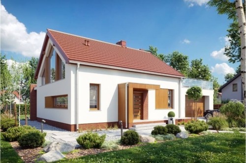 Projekt domu Figowiec 2 L-6620, parterowy z antresolą, z garażem, bez podpiwniczenia - kolorystyka wersja 2