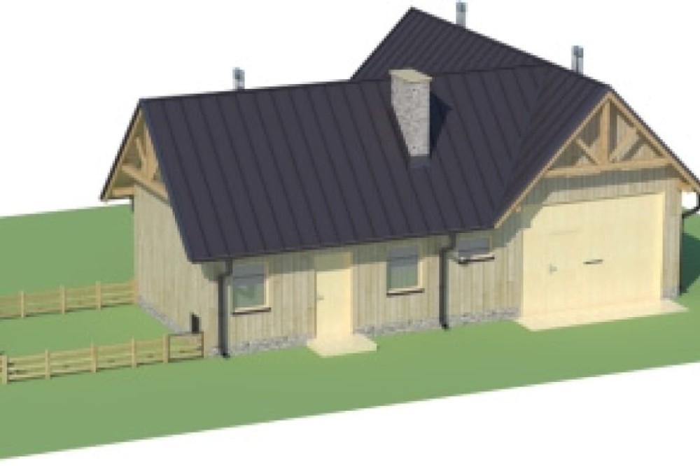 Projekt szopy, kurnika ZG-62, parterowy ze strychem, częściowo podpiwniczony - model