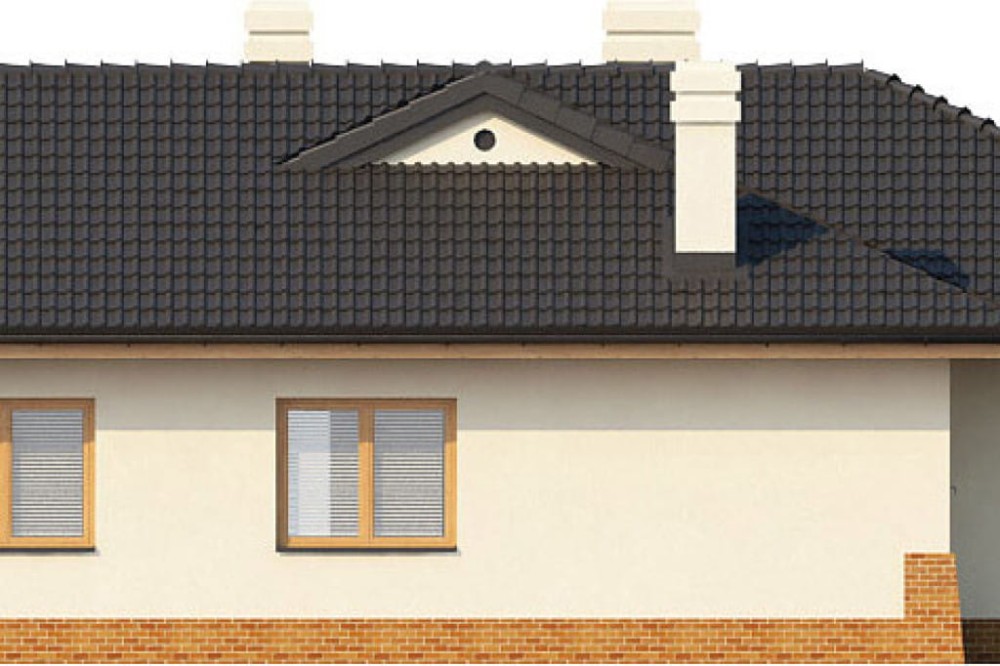 Projekt domu Gorzków 2 L-6331, parterowy, z garażem dwustanowiskowym, bez podpiwniczenia - elewacja prawa