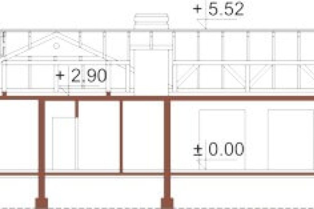 Projekt domu Gorzków 2 L-6331, parterowy, z garażem dwustanowiskowym, bez podpiwniczenia - przekrój A-A