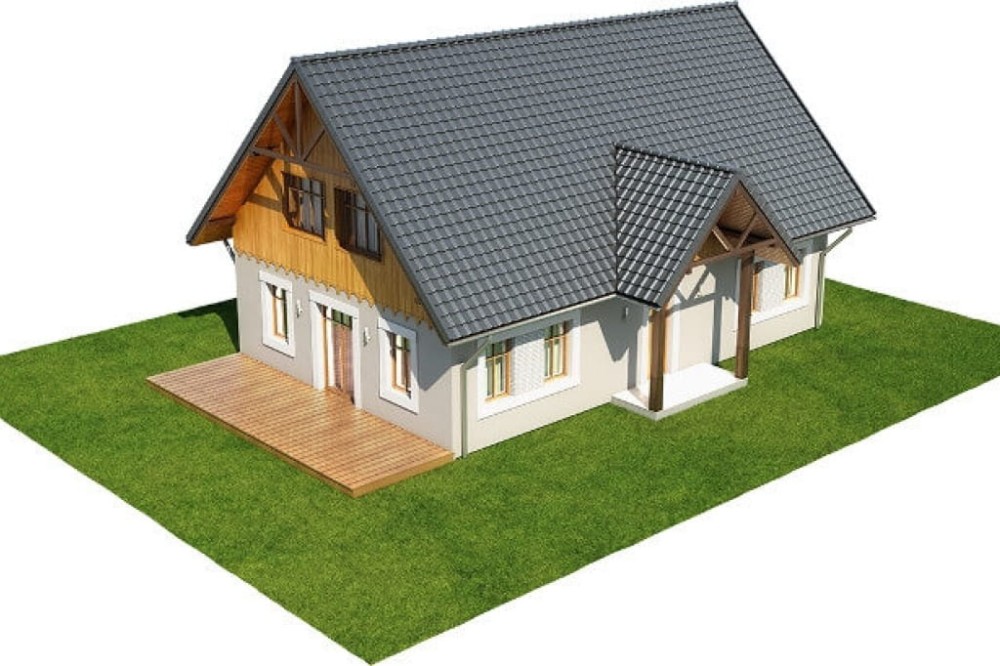 Projekt domu Orzesznik DM-6607,  dom parterowy z poddaszem użytkowym,  niepodpiwniczony - model