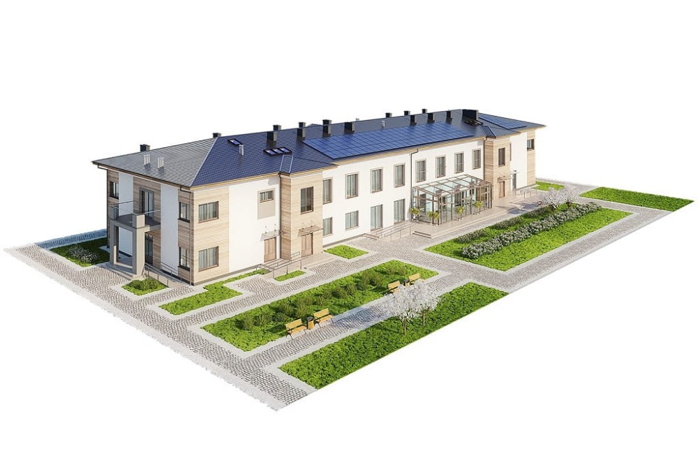 Projekt domu opieki dla osób starszych  K-124, piętrowy, niepodpiwniczony i bez garażu - model