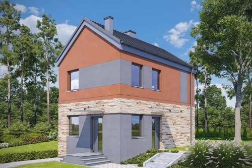 Projekt domu Egara DM-6652, piętrowy, podpiwniczony - kolorystyka wersja 2