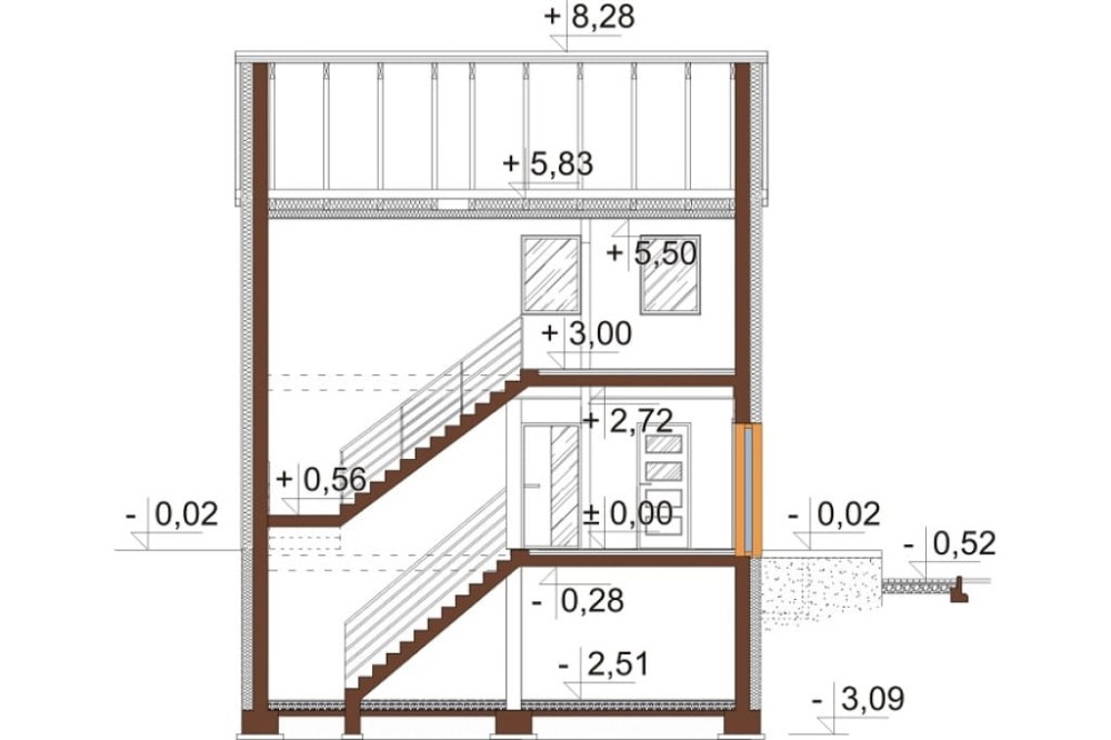 Projekt domu Egara DM-6652, piętrowy, podpiwniczony -  przekrój B-B