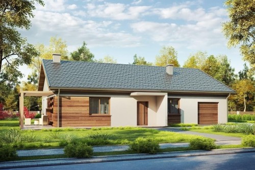 Projekt domu Mechowniczek 2 L-6661, parterowy, niepodpiwniczony, jednorodzinny - kolorystyka wersja 1