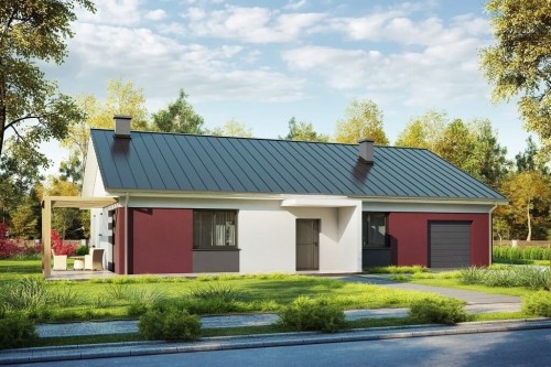 Projekt domu Mechowniczek 2 L-6661, parterowy, niepodpiwniczony, jednorodzinny - kolorystyka wersja 2