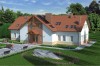 Projekt restauracji, domu weselnego K-18 C,  parterowy z poddaszem użytkowym, częściowo podpiwniczony - kolorystyka wersja 2