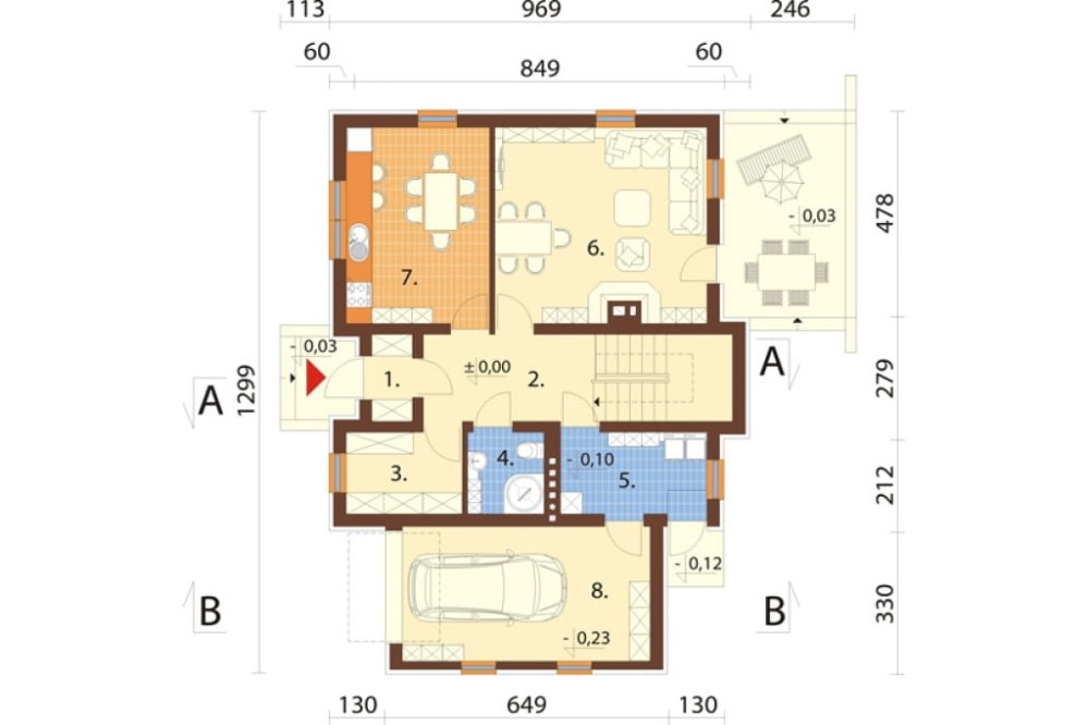 Projekt domu L-6349 - rzut parteru