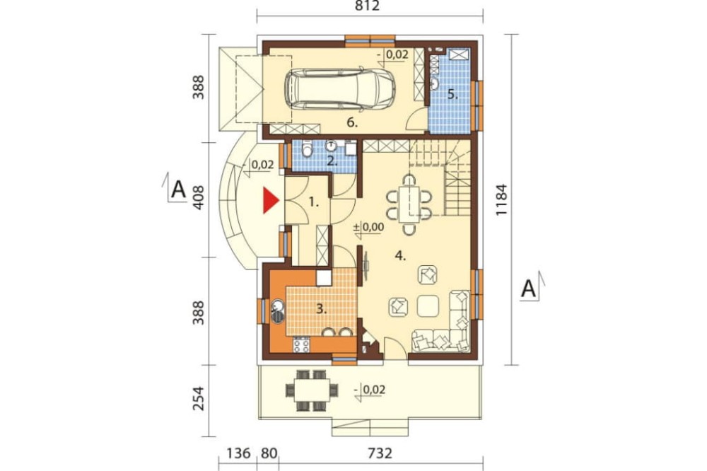 Projekt domu Sadogóra L-6256, parterowy z poddaszem mieszkalnym, z garażem - rzut parteru
