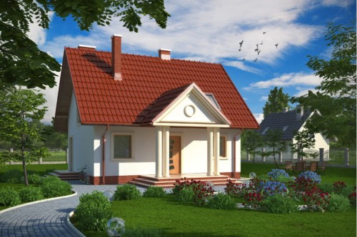 Projekt domu Zalesie DM-6268, parterowy z poddaszem mieszkalnym, bez podpiwniczenia - kolorystyka wersja 1