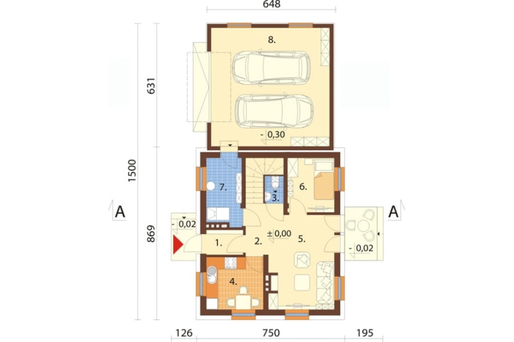Projekt domu L-6518 - rzut parteru