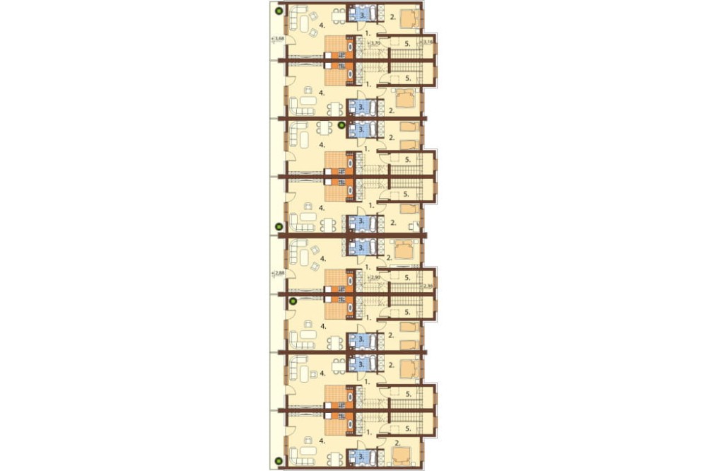 Projekt budynku mieszkalnego w zabudowie szeregowej L-6502, piętrowy, bez podpiwniczenia, bez garażu - rzut piętra